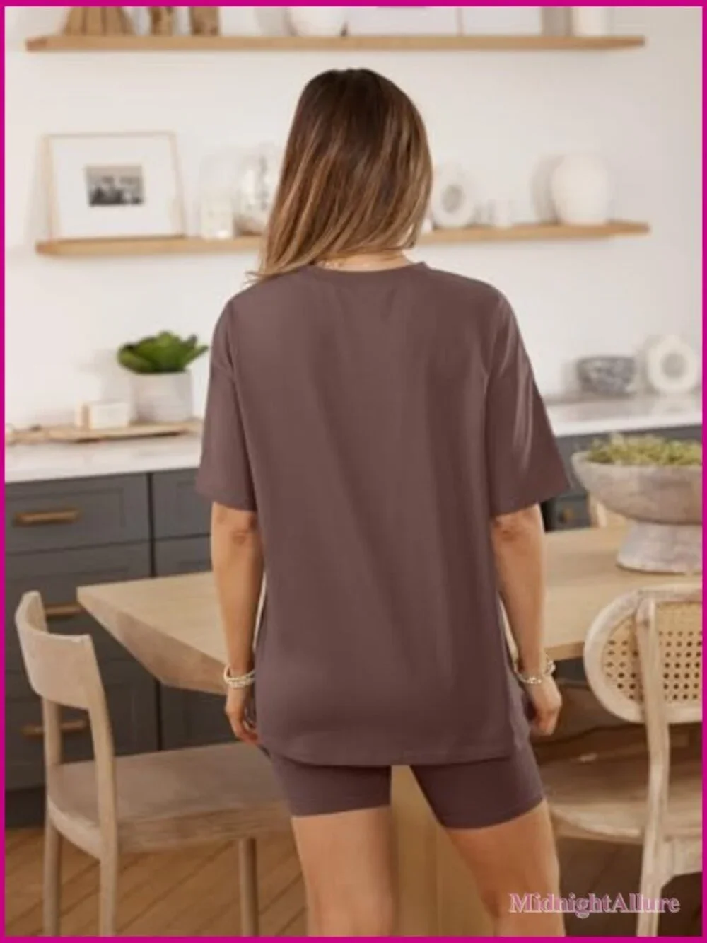 Women's 2 Piece Lounge Set - Oversized Tee & Biker Shorts